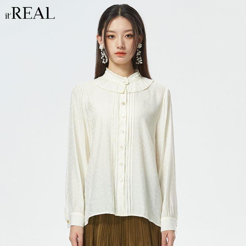 长袖衬衫itreal法式复古宽松