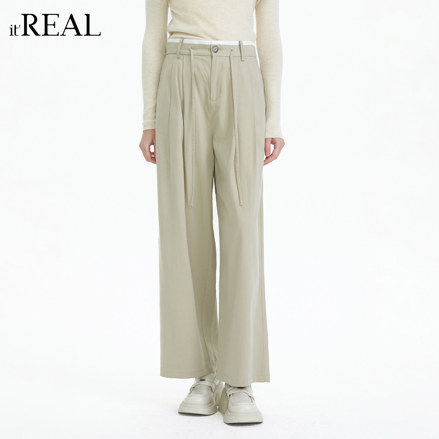 it'real瑞尔春季新款复古风宽松显瘦高腰休闲阔腿长裤女下装,女装/女士精品,休闲裤,淘宝优惠券,粉丝福利购,淘宝优惠卷