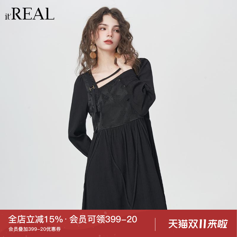瑞尔法式复古连衣裙女