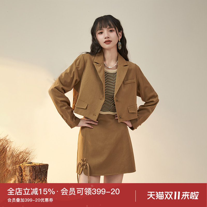 瑞尔长袖复古修身小西装