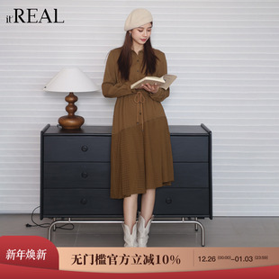 复古不规则下摆设计感长袖 新款 连衣裙 real瑞尔冬季