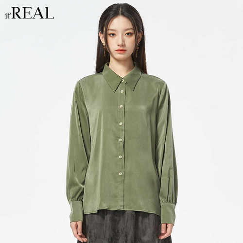 长袖衬衫it'real简约复古法式
