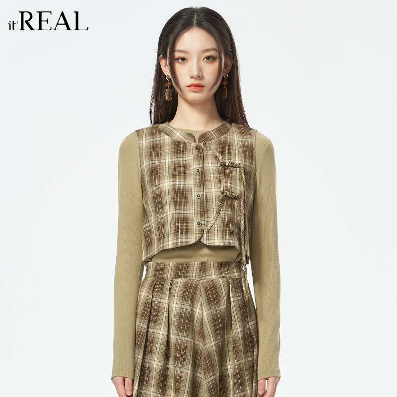 短款百搭马甲itreal法式复古
