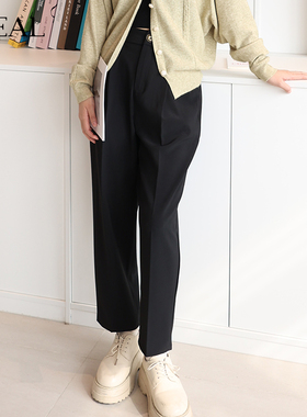 it'real瑞尔春新款黑色复古休闲裤女小脚裤锥形西装裤女