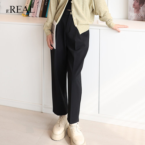 瑞尔休闲裤it'real复古中腰