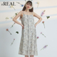 长裙子 甜美显瘦无袖 real瑞尔夏新款 复古碎花吊带裙法式