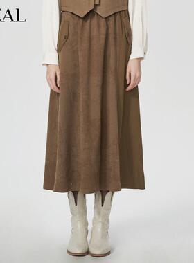 it'real瑞尔法式复古半身裙女春秋新款设计感小众高腰中长裙