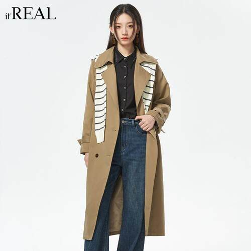 双排扣收腰翻领大衣itreal气质