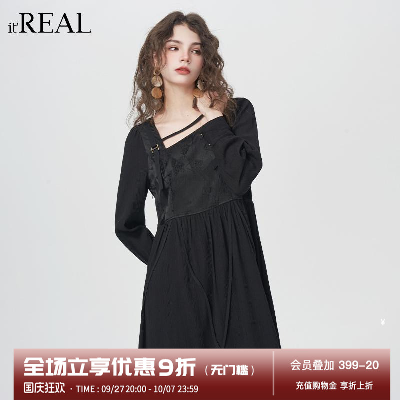 瑞尔法式复古连衣裙女