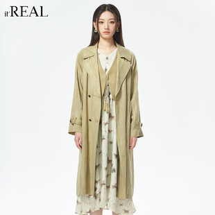 it'real瑞尔英伦复古风衣秋冬新款肌理感小众设计长款外套女