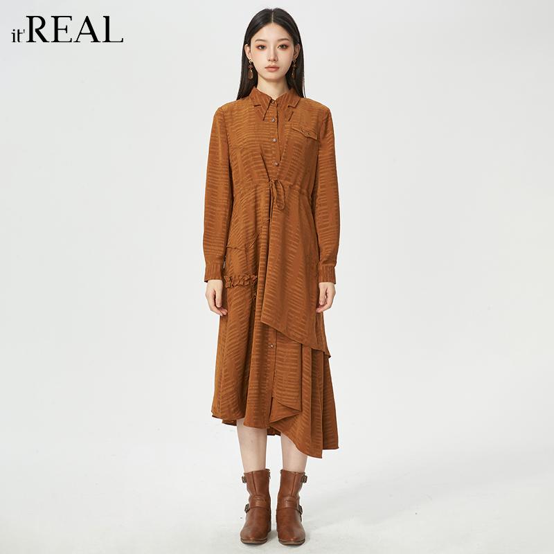 不规则裙摆法式复古it'real伞裙