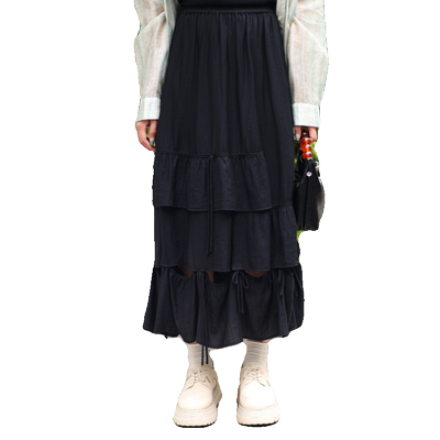 瑞尔中长伞裙复古半身裙