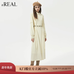 浪漫收腰A字显瘦长袖 法式 新款 连衣裙 real瑞尔冬季