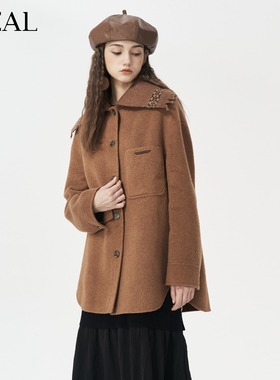 it'real瑞尔25年冬季新款气质复古翻领短双面呢大衣女