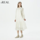 连衣裙 立体刺绣度假带内衬塔克长款 real瑞尔秋季 新款