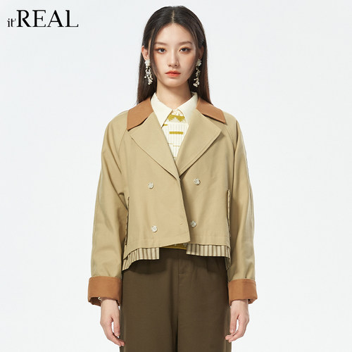 短风衣夹克it'real拼接