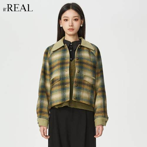 it'real毛呢短外套复古