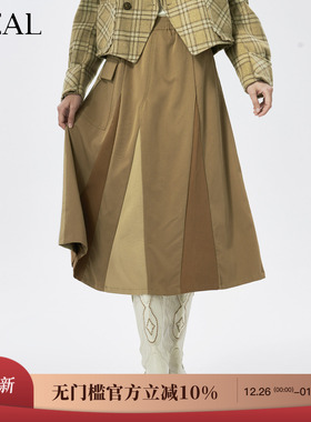 it'real瑞尔25年冬季新款复古撞色休闲半裙