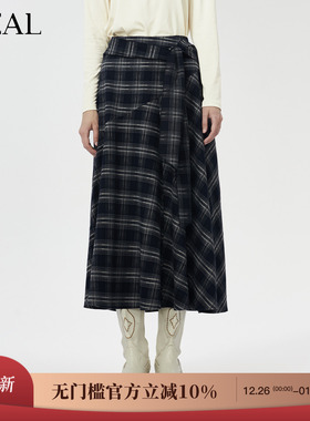 it'real瑞尔25年冬季新款学院风格小众纹设计感伞裙半身裙女