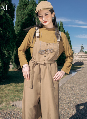 itreal瑞尔春季女士学生背带裤复古显瘦休闲百搭工装连体裤