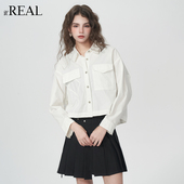 real瑞尔法式 新款 复古长袖 衬衫 女春季 宽松罩衫 衬衣女