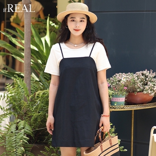 吊带连衣裙小个子背带裙外搭叠穿短裙子 法式 real瑞尔夏新款