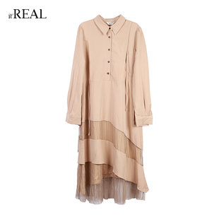 itrea瑞尔春季长袖连衣裙长裙中长款设计感小众款