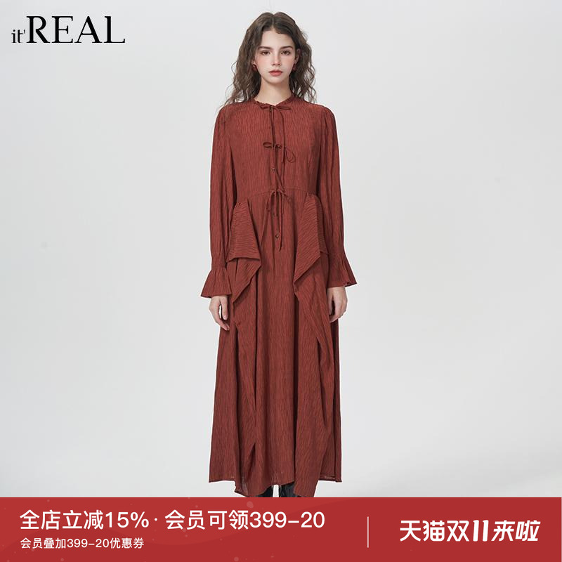 瑞尔法式复古蕾丝连衣裙女