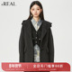 外套 双面呢西装 real瑞尔法式 复古连帽双面羊毛大衣女冬季