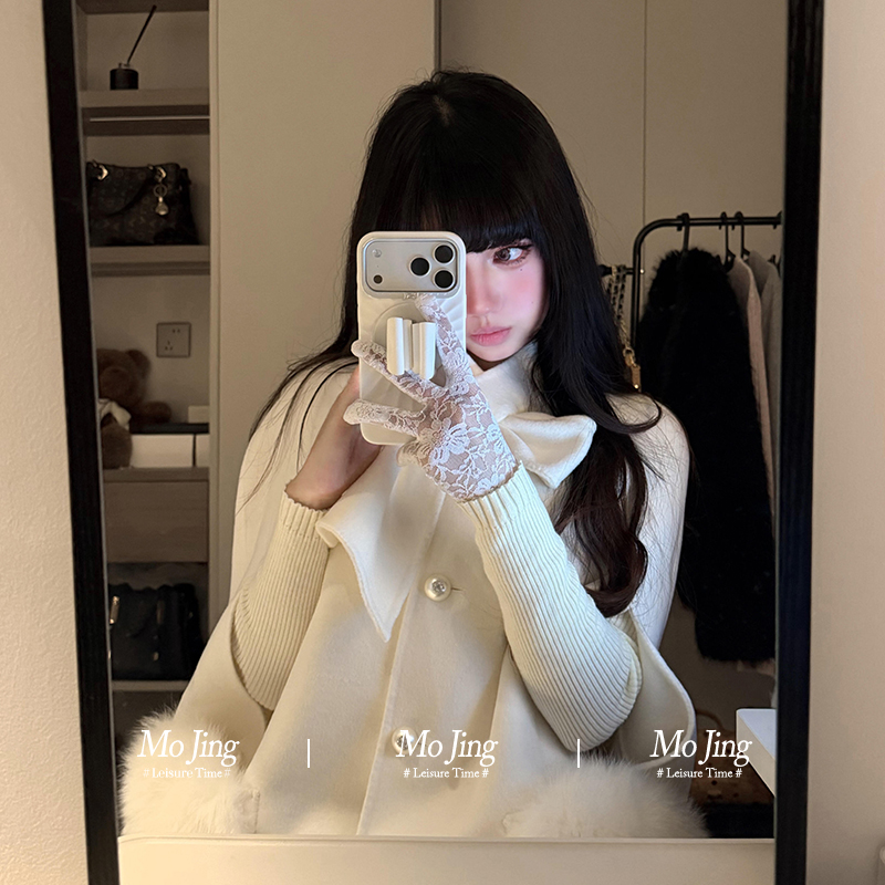 斗篷毛呢羊毛收腰大衣短外套