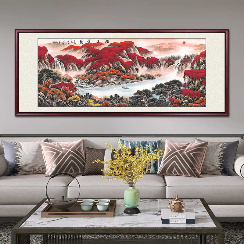 鸿运当头国画山水画手绘真迹客厅中堂挂画办公室装饰画背景墙壁画