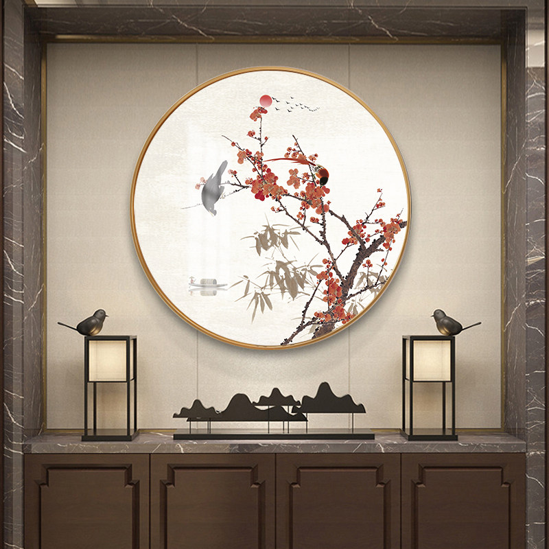 圆形挂画海纳百川山水画客厅餐厅玄关装饰画家和万事兴背景墙壁画,家居饰品,现代装饰画,淘宝优惠券,粉丝福利购,淘宝优惠卷