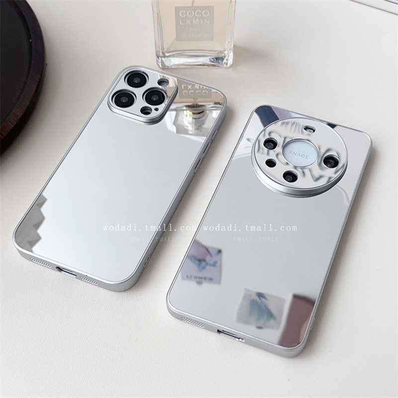 补妆镜面适用OPPO手机壳reno11新款镜子reno12Pro便携10/9/8全包镜头findx7u防摔FindX8高级感创意网红女款潮
