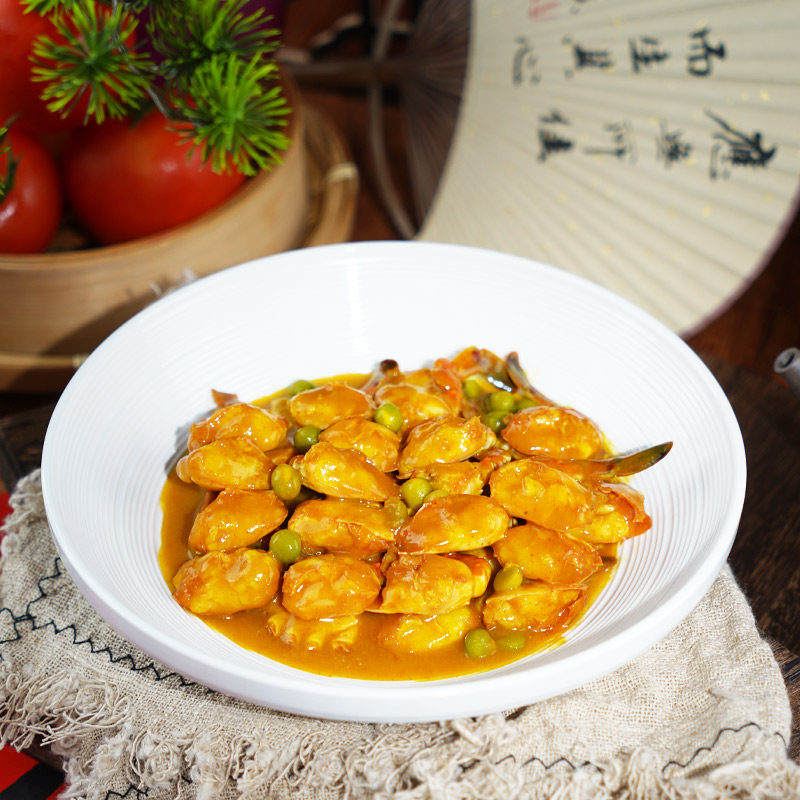 海魁牌预制菜懒人菜咖喱系列加热即食咖喱螃蟹净重600g固重200g