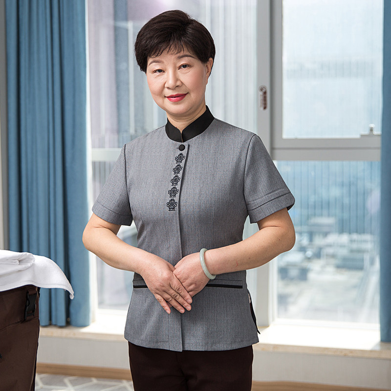 酒店保洁工作服长袖物业家政物业清洁员阿姨短袖套装加棉秋冬装女