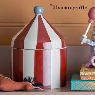 饰创意卡通糖罐圣诞 丹麦bloomingville马戏团储物罐大容量陶瓷装