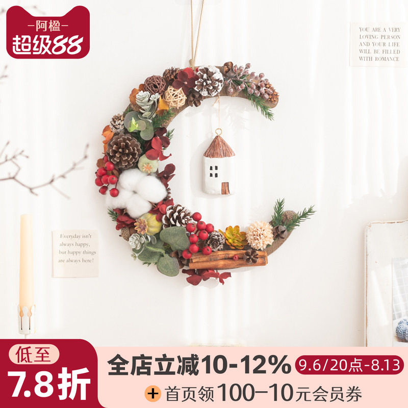 入户月亮花环门饰挂件卧室墙装饰图片