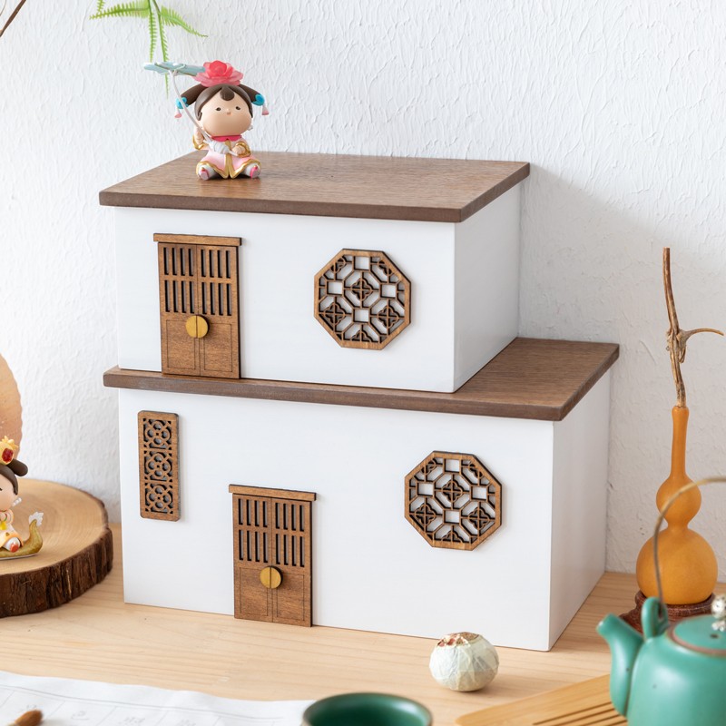 中古风遥控器首饰口罩收纳盒置物