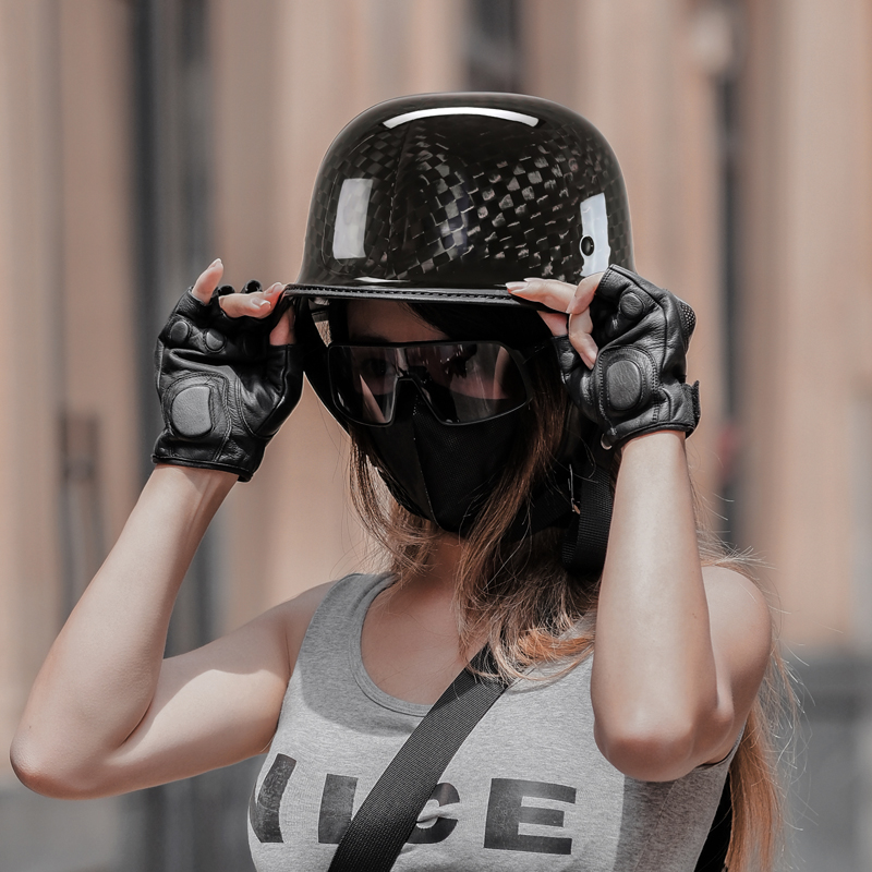 碳纤维超轻机车哈雷瓢盔男女通用