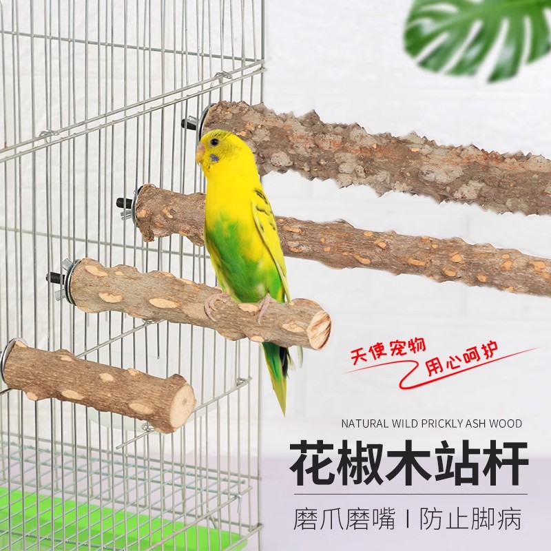 鹦鹉站杆鸟站架专用虎皮玄凤牡丹画眉磨爪实木站架互动花椒木站杆