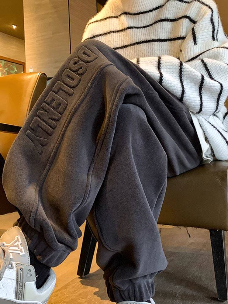 春秋季双面摇粒绒卫裤美式束脚长裤男青少年宽松大码休闲运动裤子,男装,卫裤,淘宝优惠券,粉丝福利购,淘宝优惠卷