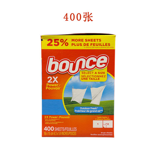 加拿大Bounce邦氏烘衣机专用烘干柔顺纸香衣片400张/盒