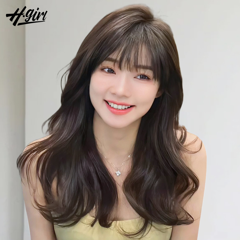 假发女长卷发自然空气刘海真发全真人发蕾丝无痕日常整顶假发套