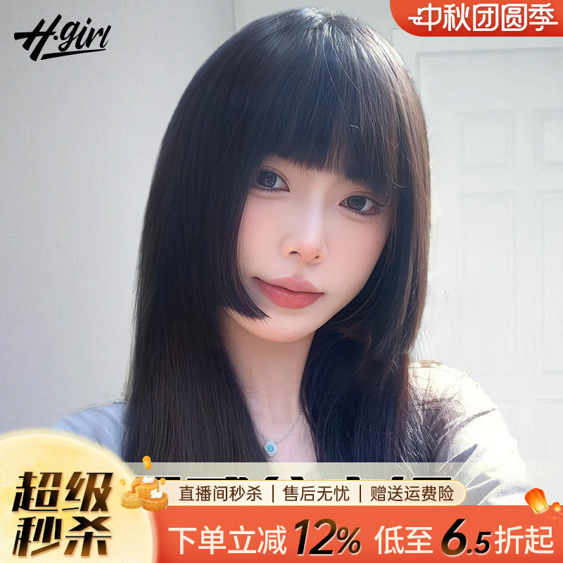 公主切假发女长发真发自然仿真人发一刀切全头套日系水母头假发套