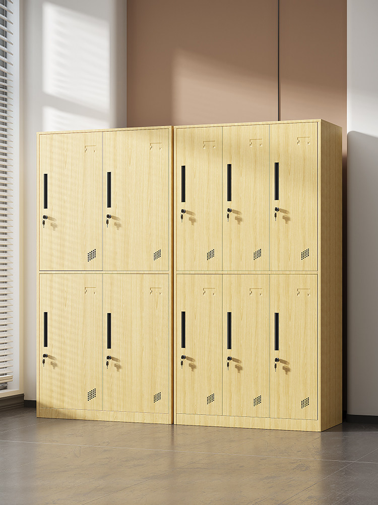 更衣柜员工柜铁皮碗柜健身房储物木纹鞋柜换衣柜职员钢制宿舍衣柜