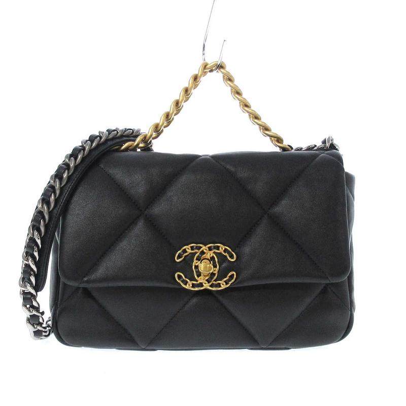 中古香奈儿95新方胖子19链条手提包单肩包黑色36011875