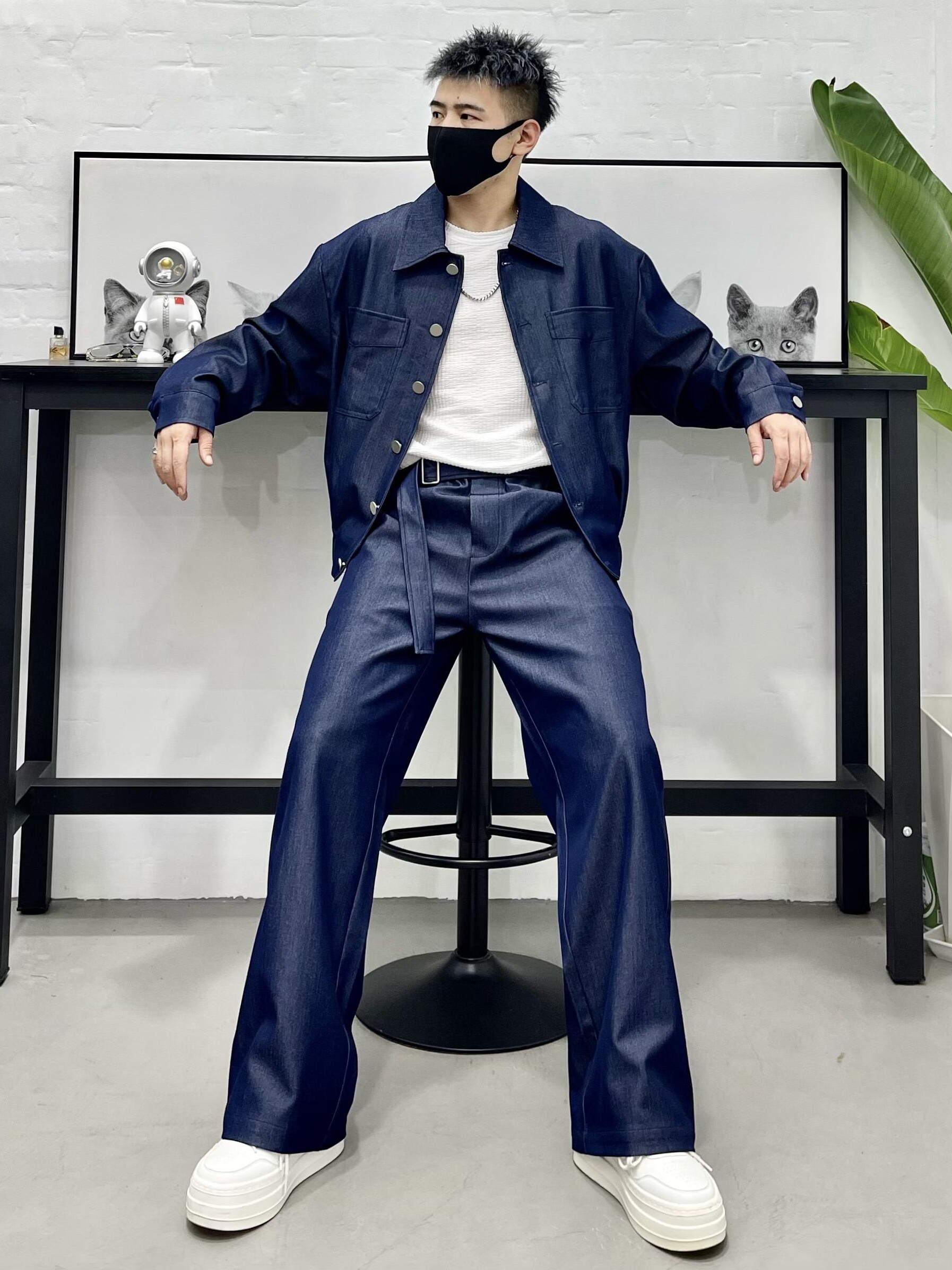 SS SPRING AND AUTUMN TIDE BRAND HIGH-QUALITY CARGO JACKET SET MENS RUFFIAN LOOSE CASUAL LAPEL VERSATILE JACKET STRAIGHT-LEG PANTS
