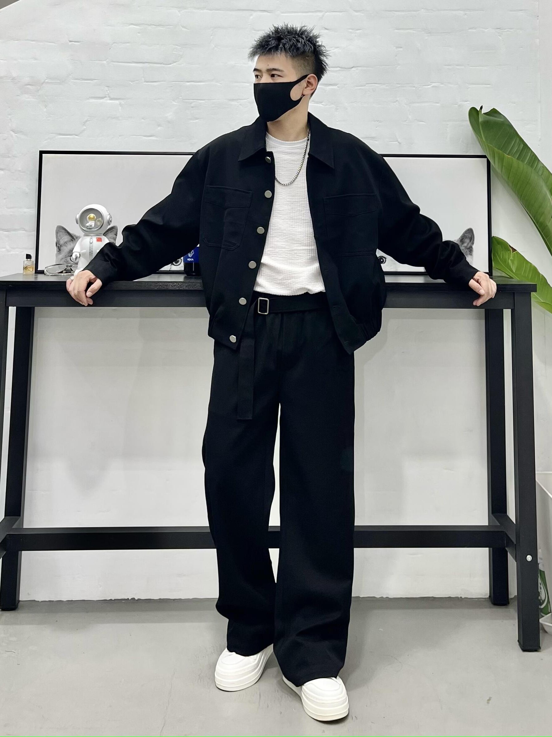 SS SPRING AND AUTUMN TIDE BRAND HIGH-QUALITY CARGO JACKET SET MENS RUFFIAN LOOSE CASUAL LAPEL VERSATILE JACKET STRAIGHT-LEG PANTS