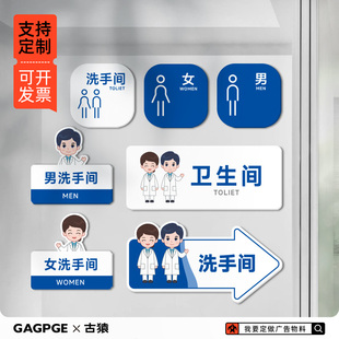 男女洗手间门牌口腔医院标识牌卫生院公共厕所WC指引卫生间导向牌