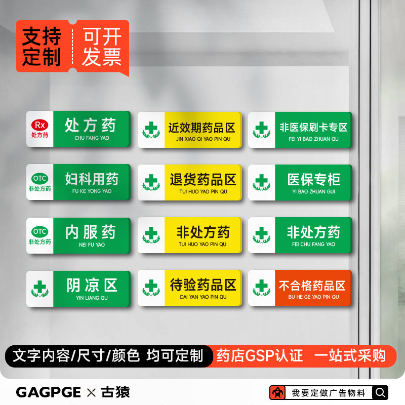 药品分类牌药店药品目录标识牌医院药房标志牌标签贴牌非处方药